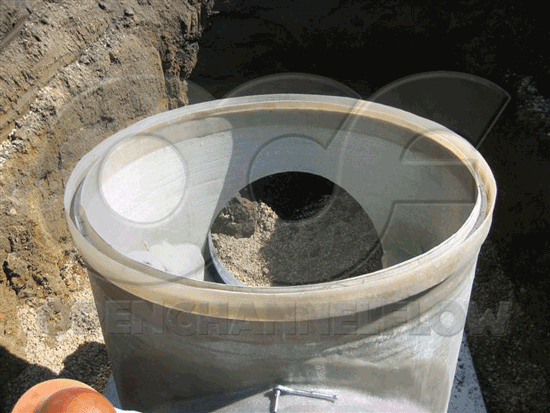 adhesive channel laminated into base section of Fiberglass Manhole