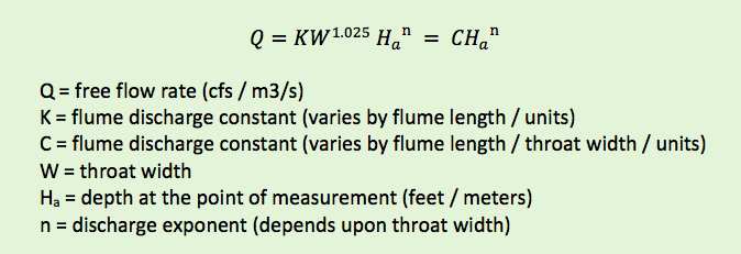 cutthroat flume discharge equation