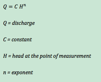 short form discharge equation used for many flumes
