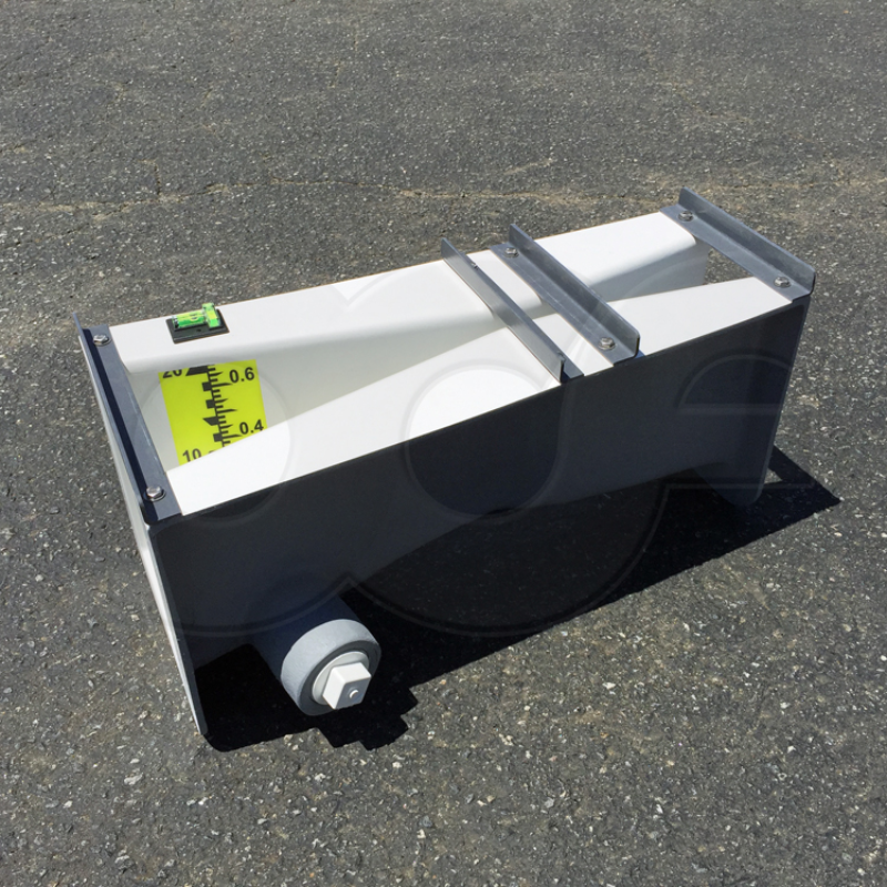 fiberglass 1-inch parshall flume with staff gauge and remote stilling well connection