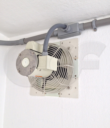 corrosion resistant ventilation fan mounted in a fiberglass equipment shelter from Openchannelflow