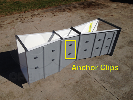 anchor clips on a flume