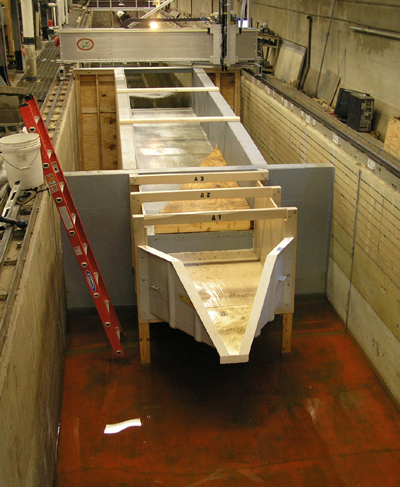 Fiberglass 2.0-foot H flume installed to investigate the affects of approach section length on flow accuracy