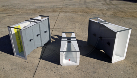 different configuration of the 3-inch Parshall flume in fiberglass manufactured by Openchannelflow