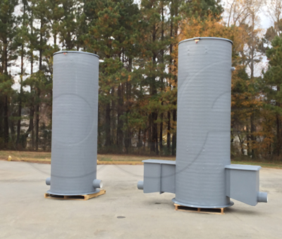 4-foot diameter fiberglass Parshall Flume Flow Manholes manufactured by Openchannelflow