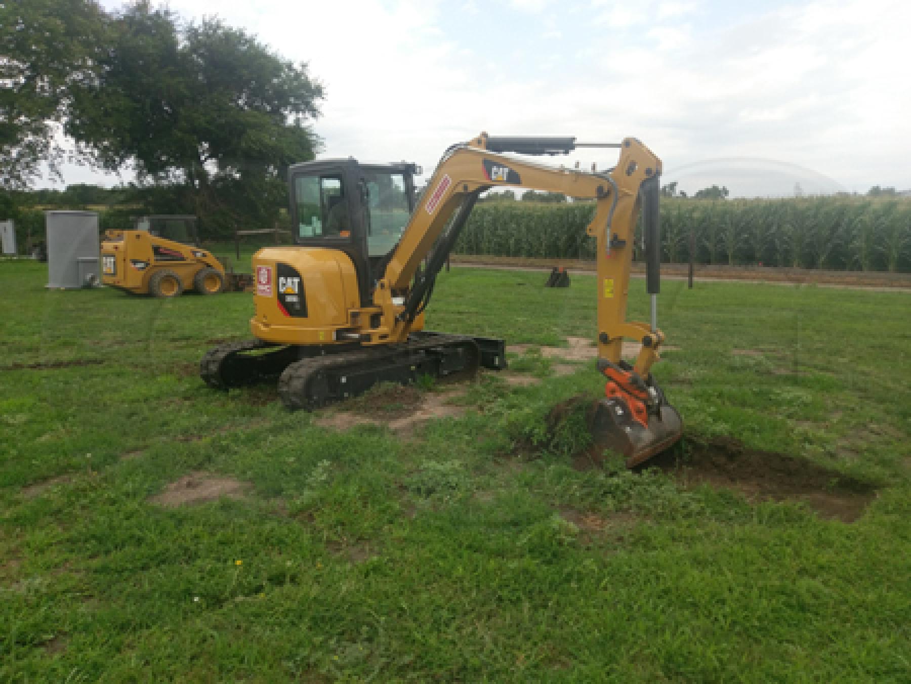 excavating the installation site for a fiberglass packaged metering manhole
