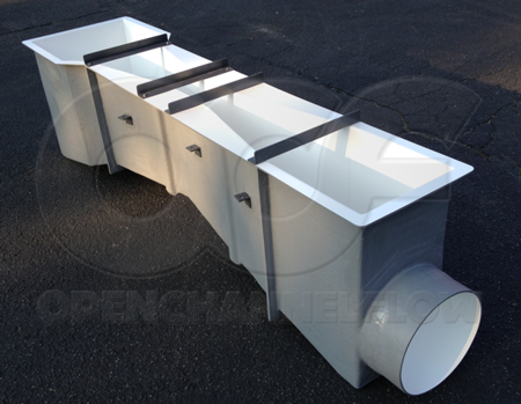 6-inch frp parshall flume for a WWTP with pipe stubs