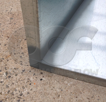 Wall / Floor Seam on a Steel Flume where Cold Galvanization has been Applied