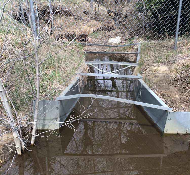 distorted galvanized steel irrigation Parshall Flume