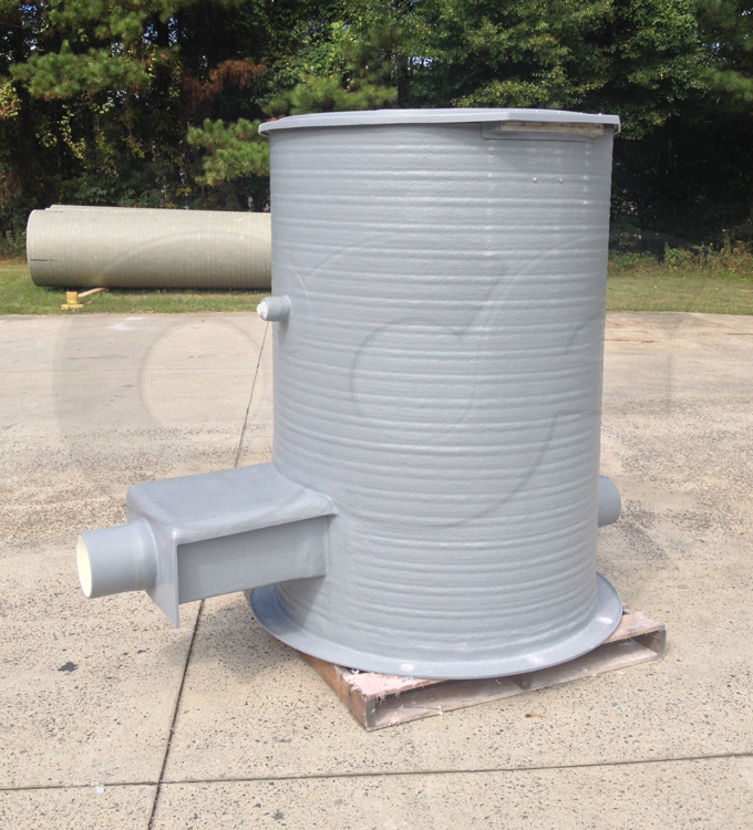 H flume installed in a fiberglass domed top Packaged Metering Manhole