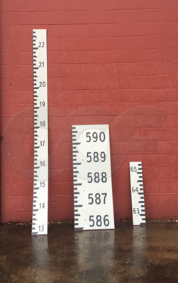 various sizes of custom fiberglass staff gauges
