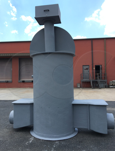 Parshall flume packaged metering manhole with flat fiberglass top
