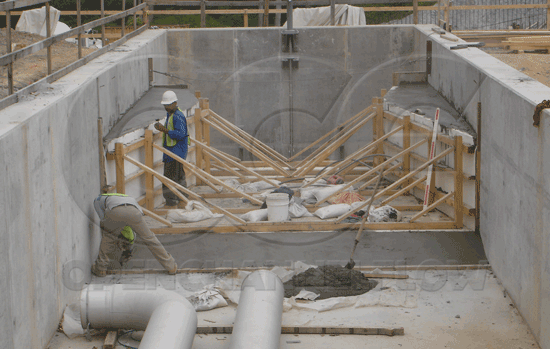 forming the transition into a large Parshall flume
