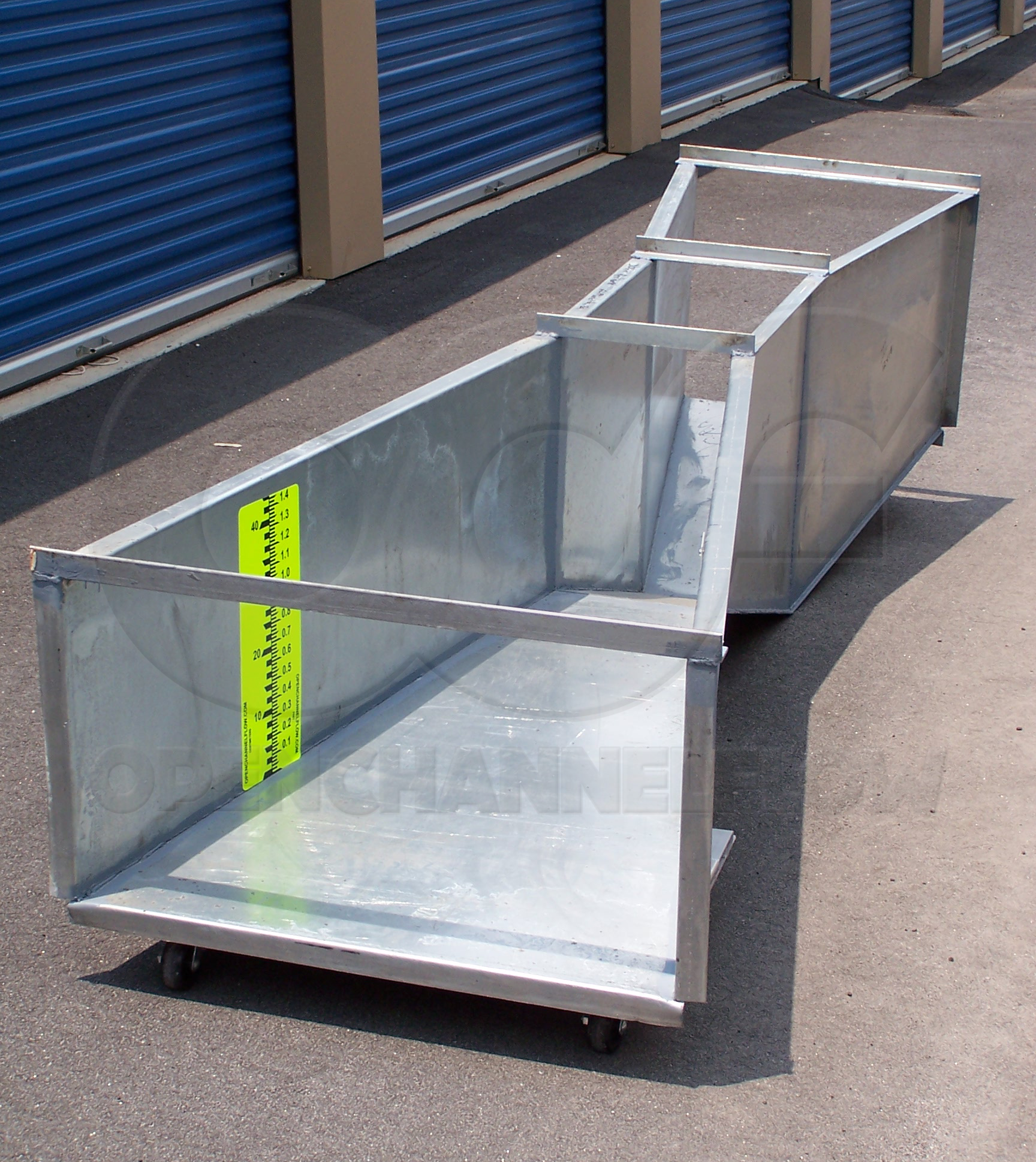 galvanized steel Parshall flume with head / staff gauge