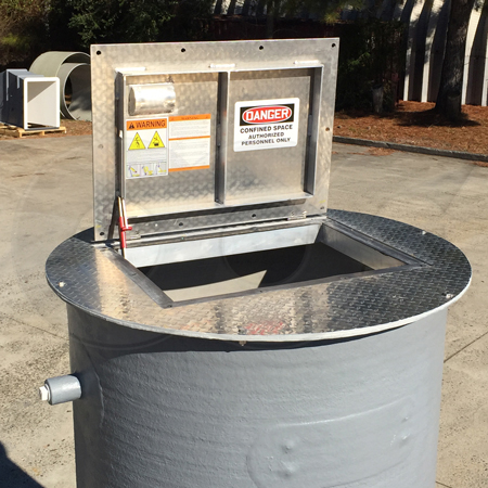 fiberglass manhole with optional aluminum hatch top