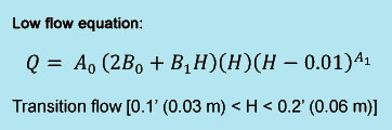 H flume low flow equation