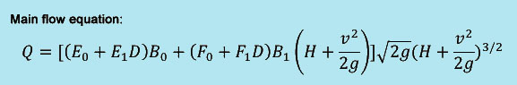 H flume main flow equation