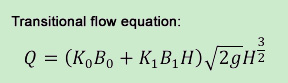 H flume transition flow equation