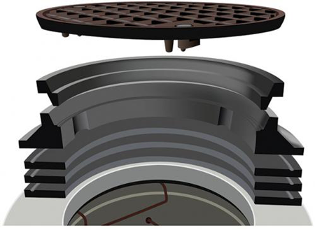 grade rings - frame - cover over a highway loading manhole reducer