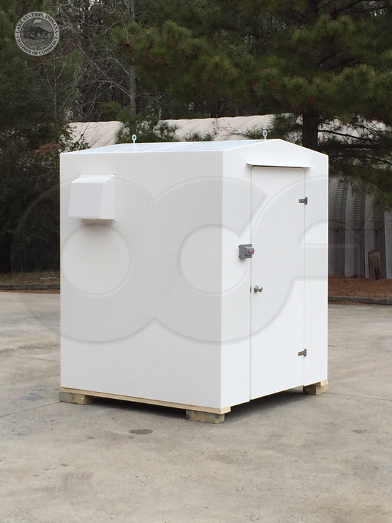 Fiberglass industrial discharge compliance monitoring shelter