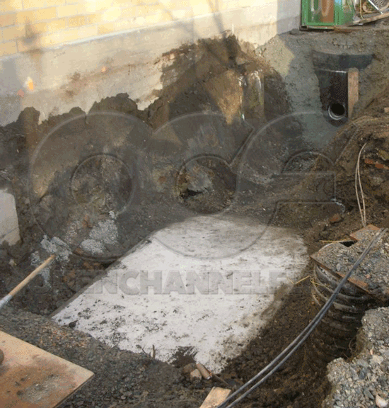 concrete foundation slab for fiberglass Metering Manhole