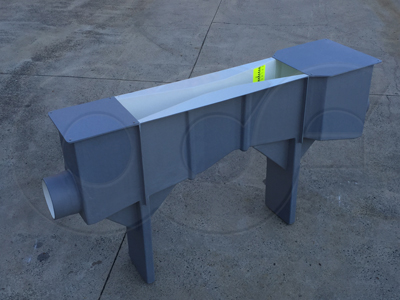 a 6-inch Parshall flume with integral support legs manufactured by Openchannelflow