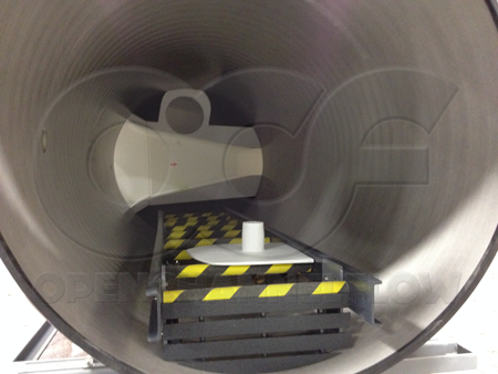 9-Inch Parshall Flume with Stilling Well in Packaged Metering Manhole - note customer requested black / yellow non-slip surface on manhole ladder rungs