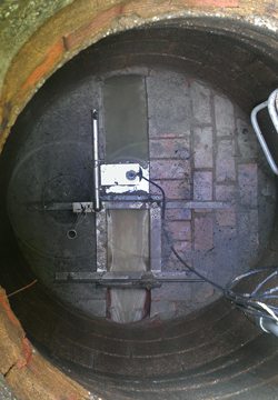palmer-bowlus flume installed in a brick manhole