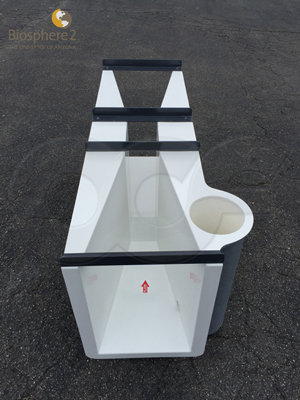 fiberglass Parshall flume manufactured by Openchannelflow with stilling well at the flow point of measurement