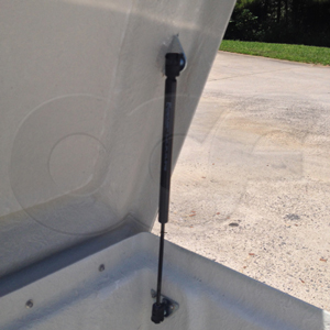 lid support gas strut on an Openchannelflow Redstone Series 66 Fiberglass Equipment Enclosure