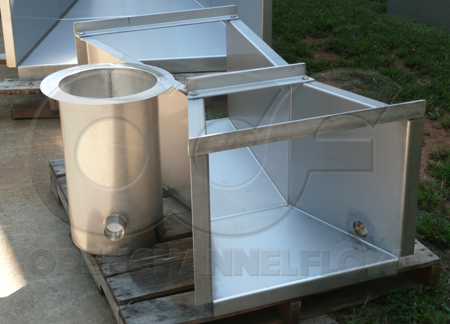 stainless steel cutthroat flume with stilling well for mine dewatering flows