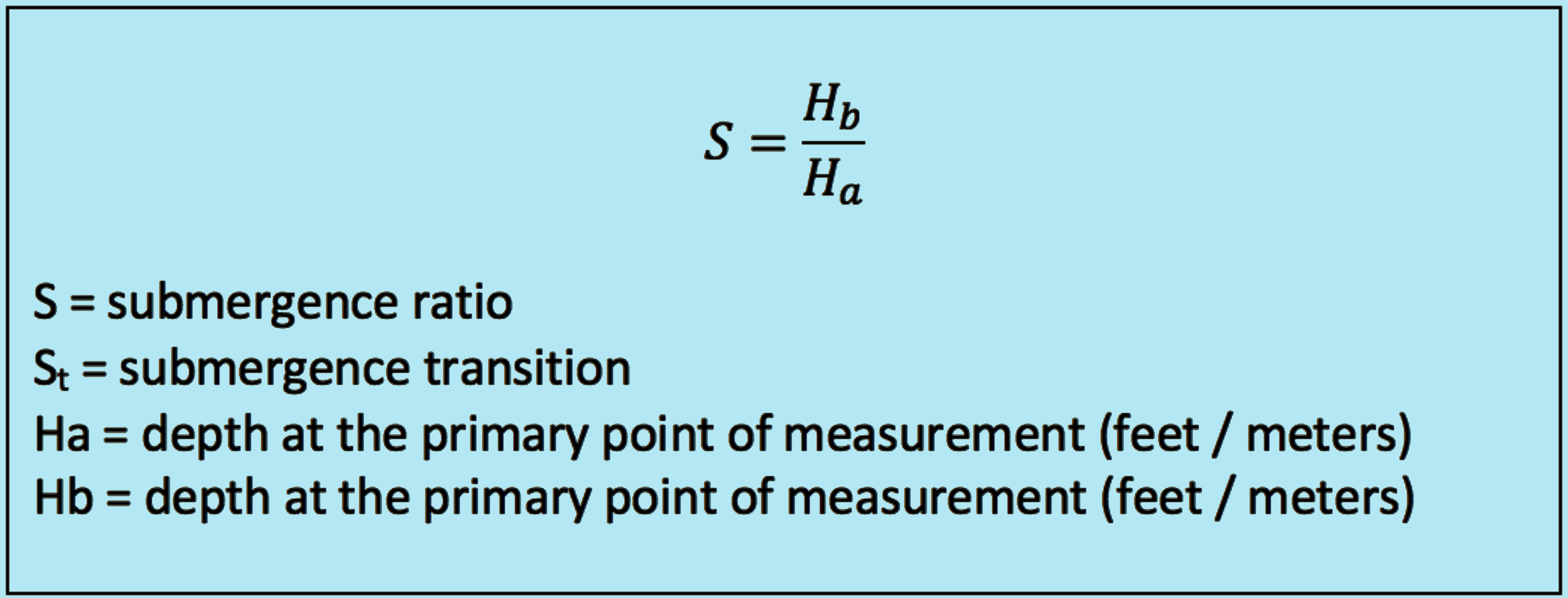 submergence ratio equation