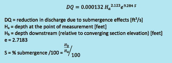 hilare peak submerged parshall flume flow correction equation