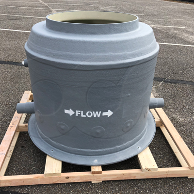 fiberglass metering manhole with palmer bowlus flume and H-20 traffic reducer