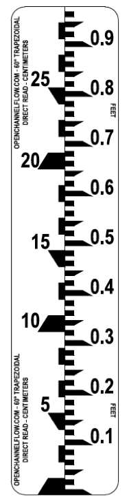 Direct read Trapezoidal flume Staff Gauge with corrected gradations