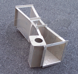 Aluminum Parshall flume with small stilling well for measuring dam seepage