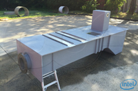 bolt down fiberglass cover over H flume