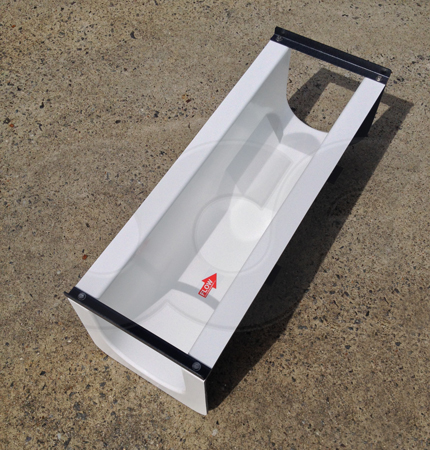 detail of the cross-section and throat configuration of a Palmer Bowlus flume